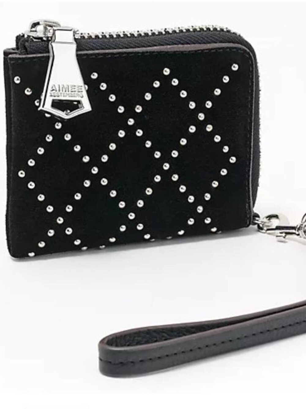 AIMEE KESTENBERG Black Suede Studded Ava Wristlet Wallet NWT